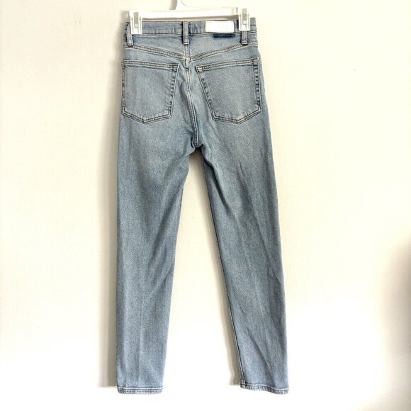 RE/DONE 90’s High Rise Ankle Crop Jeans Light Wash Button Closure Women’s Sz 25 - Picture 5 of 8